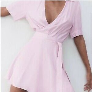 Zara Pink Wrap Mini Dress